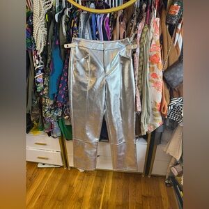 NWT Avec Les Filles Metallic Silver Faux Leather Pants - Size Small for REVOLVE